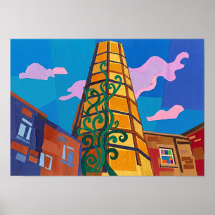 Sowerby Bridge Carlton Mill Chimney Art Poster