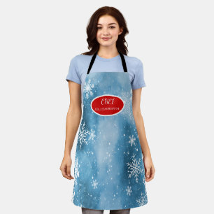 Sowflakes Blue Holiday  Apron