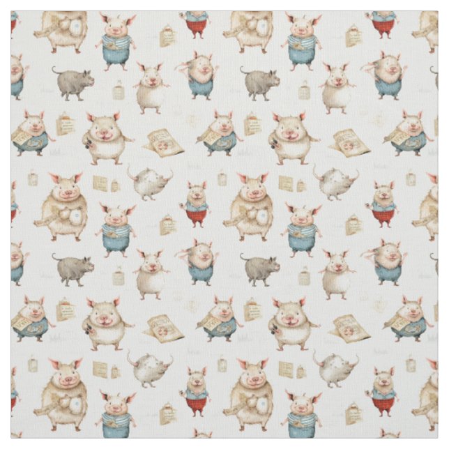 Sowful Delight: Whimsy Pig Fabric (Swatch)