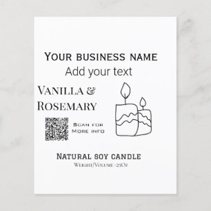 Soy candle business add q r code business name tex