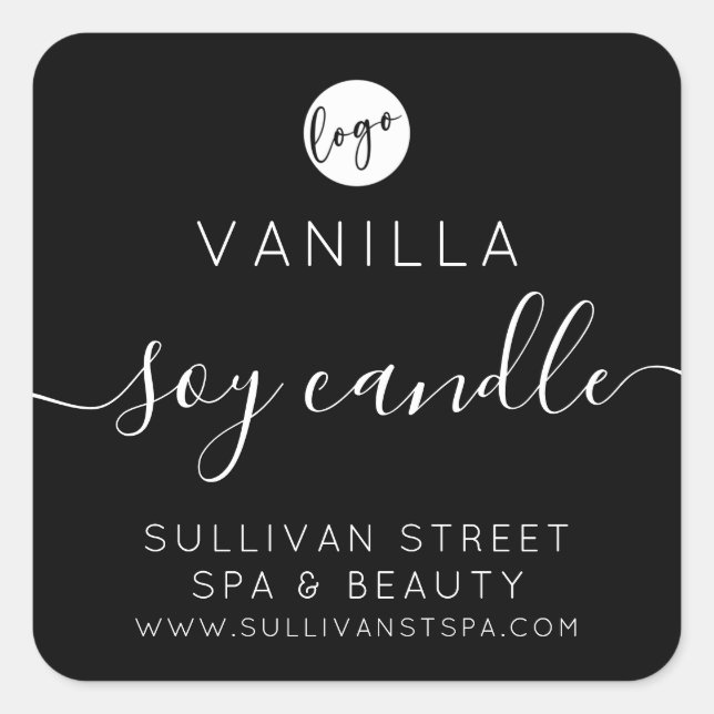 Soy Candle Label | Add Your Logo Black (Front)