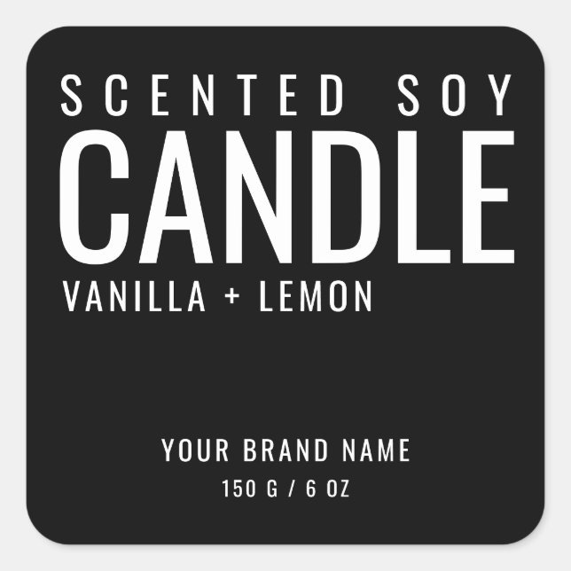 Soy candle packaging cosmetic black label (Front)
