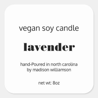 Soy Candle | Simple Black and White Custom 3 inch Square Sticker