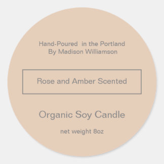 Soy Candle | Simple Blush and Grey Classic Round Sticker