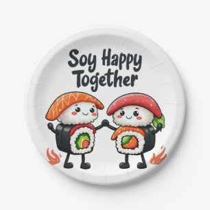 Soy happy together Sushi Kawaii Japanese Food Paper Plate