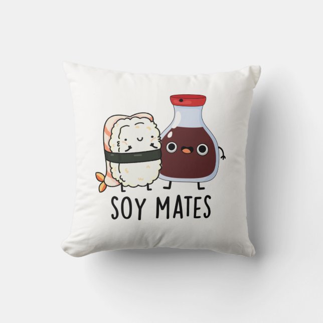 Soy Mates Funny Soy Sauce Pun Cushion (Front)