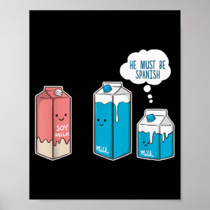 Soy Milk He Must Be Spanish Funny Pun Vegan Gift Poster