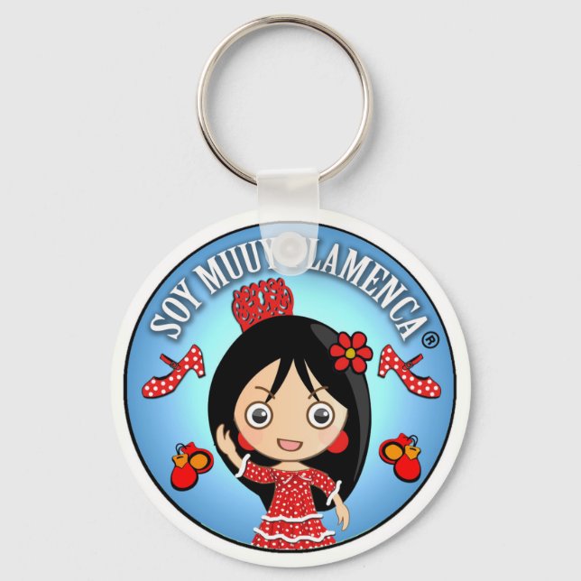 Soy Muuy Flamenca: Morena y Traje Gitana Rojo Key Ring (Front)