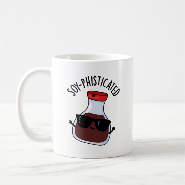 Soy-phisticated Funny Soy Sauce Pun  Coffee Mug (Left)