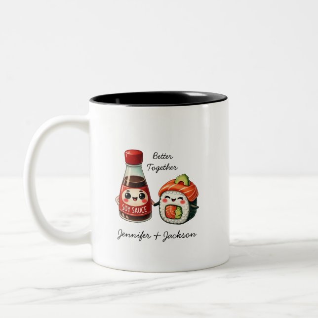 Soy Sauce and Sushi Personalised Mugs (Left)
