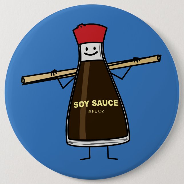 Soy Sauce Bottle condiment Asian chopsticks 6 Cm Round Badge (Front)