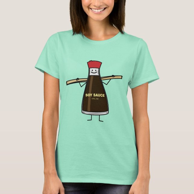 Soy Sauce Bottle condiment Asian chopsticks T-Shirt (Front)