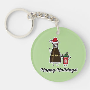 Soy Sauce Bottle Packet kid child Christmas Santa Key Ring