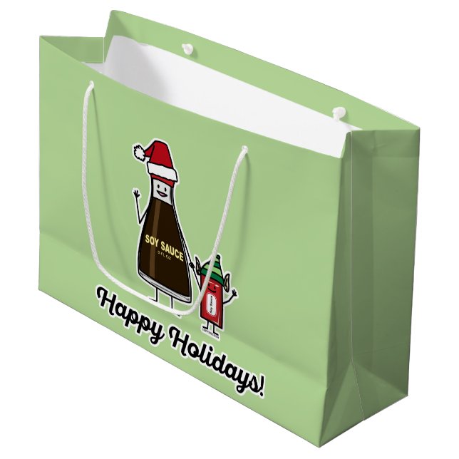 Soy Sauce Bottle Packet kid child Christmas Santa Large Gift Bag (Front Angled)