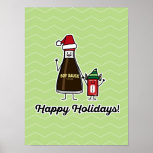 Soy Sauce Bottle Packet kid child Christmas Santa Poster