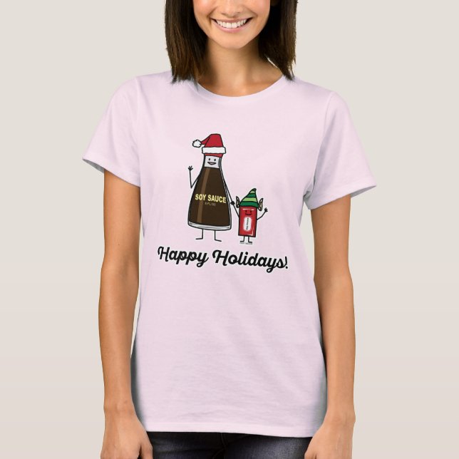 Soy Sauce Bottle Packet kid child Christmas Santa T-Shirt (Front)