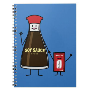 Soy Sauce Bottle Packet kid child condiment Asian Spiral Notebook