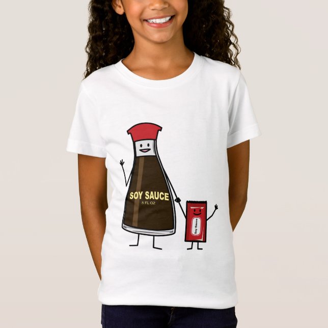 Soy Sauce Bottle Packet kid child condiment Asian T-Shirt (Front)