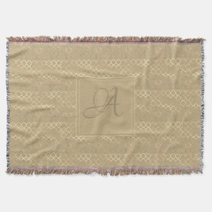 Soybean Monogram Quatrefoil Newlyweds Wedding Throw Blanket