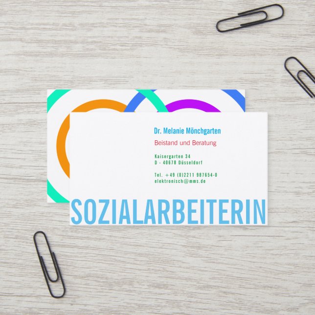 Sozialarbeiterin Round Circle Business Card (Front/Back In Situ)