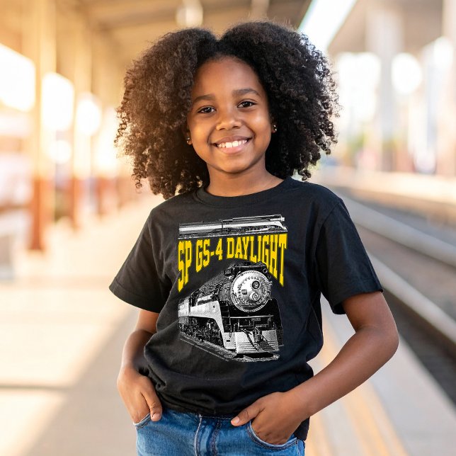 SP GS-4 Daylight Steam Locomotive. 4449 Train T-Shirt (SP GS-4 Daylight Steam Locomotive. 4449 Train. Girl Basic Black T-Shirt)