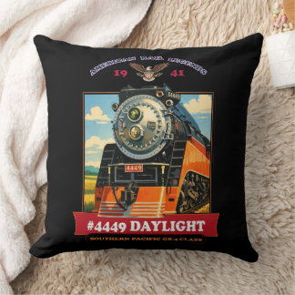 SP GS-4 Daylight Steam Locomotive Vintage Poster Cushion