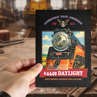 SP GS-4 Daylight Steam Locomotive Vintage Poster Postcard