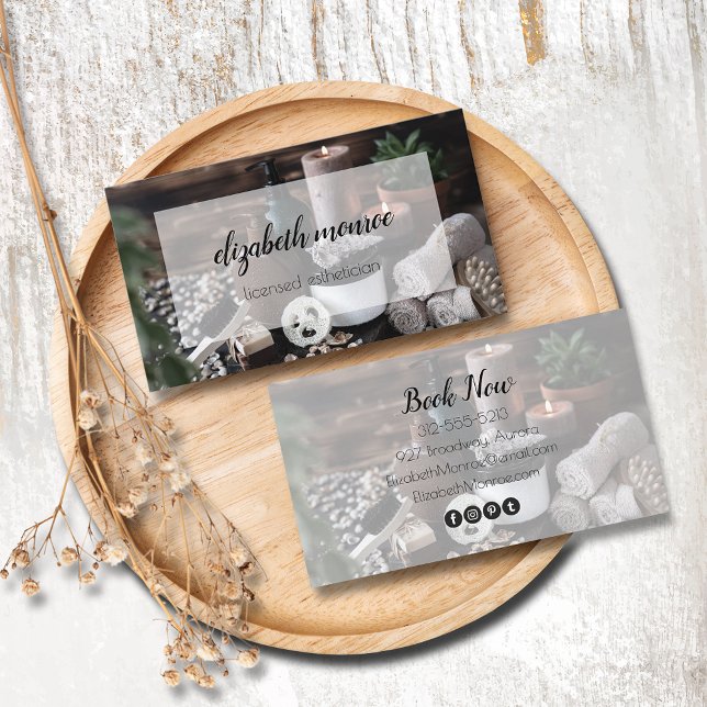 Spa Aesthetician Salon Script Calligraphy Business Card (Creator Uploaded)