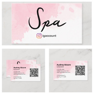 Spa Aesthetician Watercolor QR Code Business Card