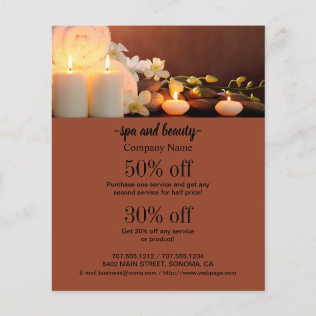 Spa and beauty business personalised flyer (Front)