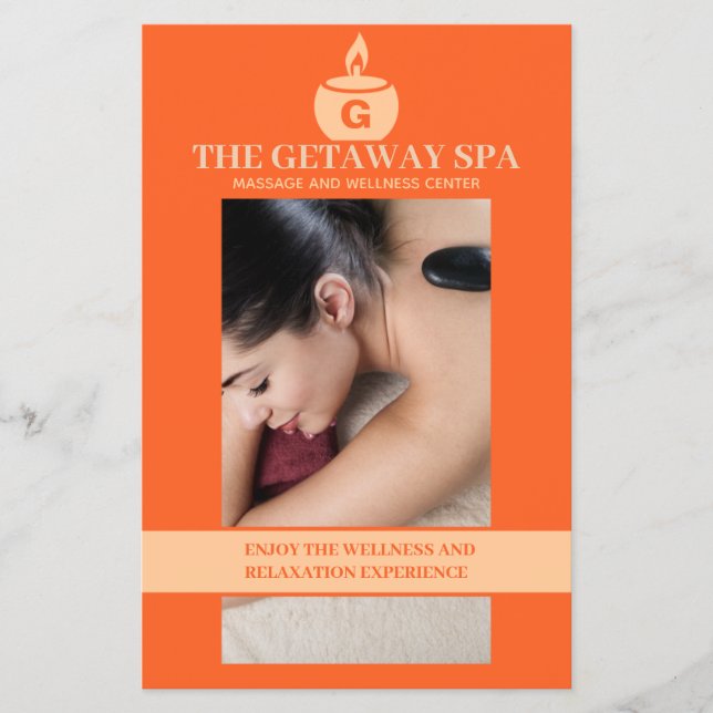 Spa and Massage Orange and Cream Flyer (Front)
