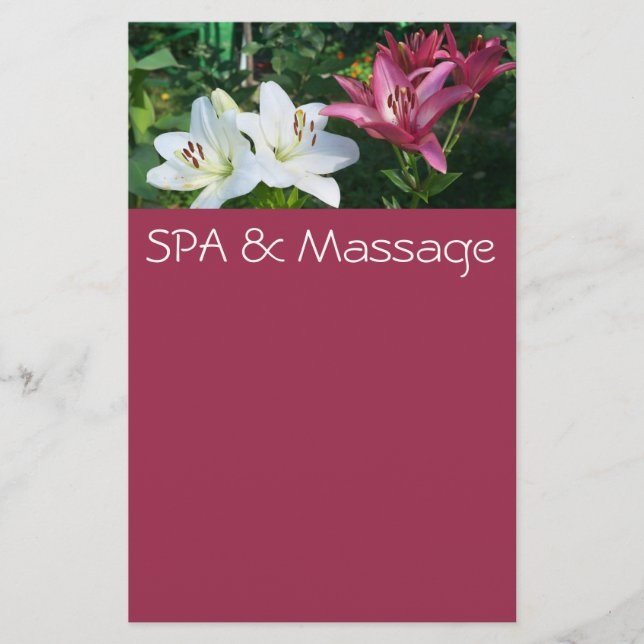 SPA and massage Stationery (Front)
