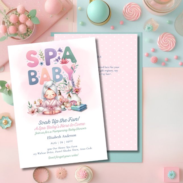 Spa Baby Shower - Pamper Day Pink Invitation (Creator Uploaded)