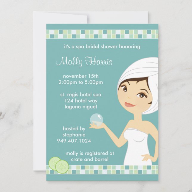 Spa Bachelorette Party Invitation (Front)
