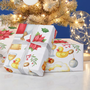 Spa Bathtub Christmas themed Wrapping Paper