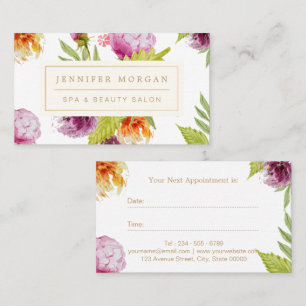SPA Beauty Salon Girly Floral Appointment Card