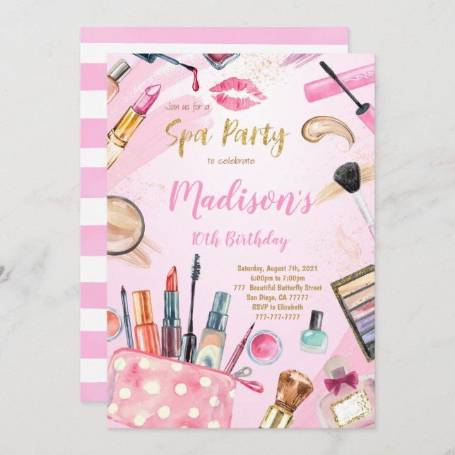 Spa Birthday Invites (Front/Back)