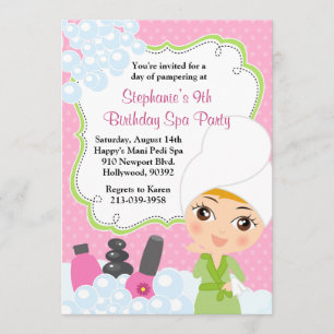 Spa Birthday Mani Pedi Party Invitation