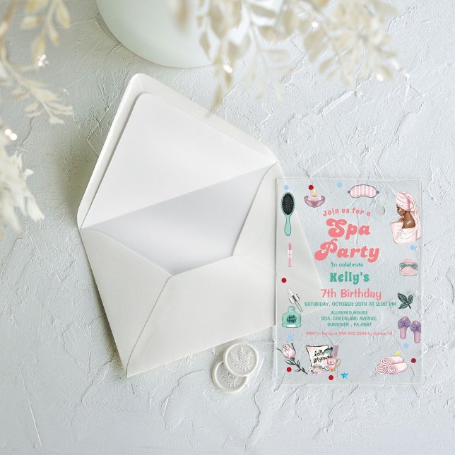 Spa  Birthday Pamper Party Birthday Acrylic Invitations (Creator Uploaded)