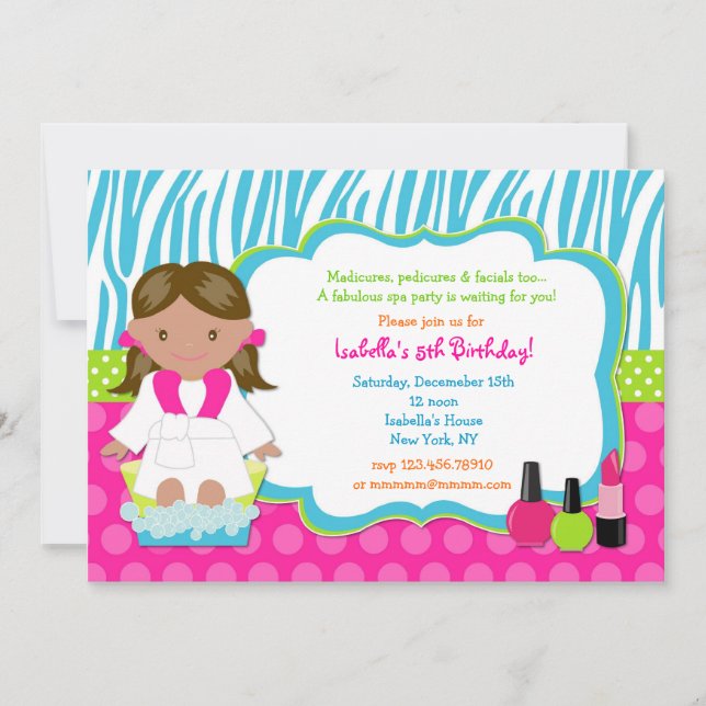Spa Birthday Party Invitations (Front)
