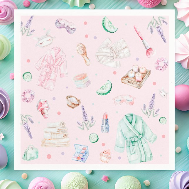 Spa Birthday Party Pink Napkin (Creator Uploaded)