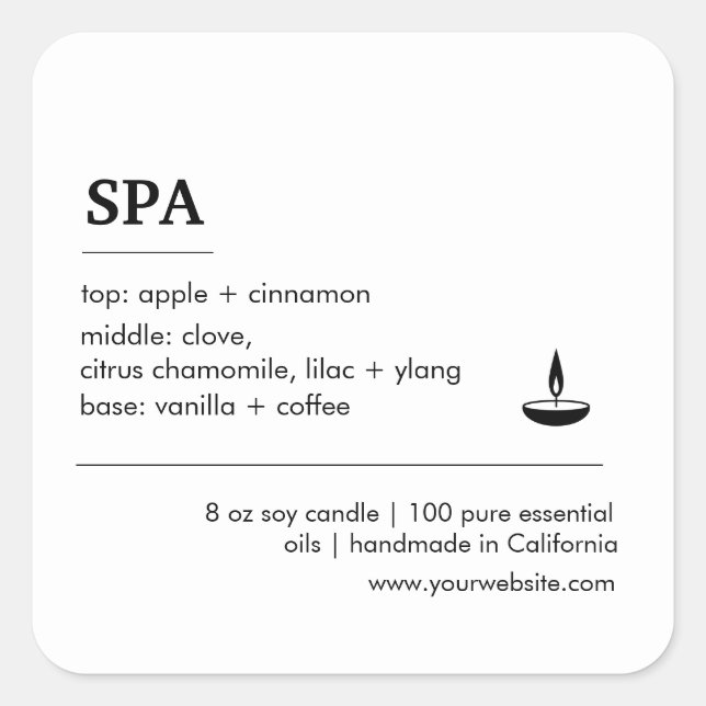 Spa black and white ingredients product label (Front)