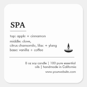 Spa black and white ingredients product label