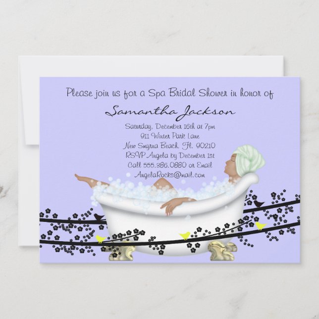 Spa Bride Bridal Shower Invite (Front)