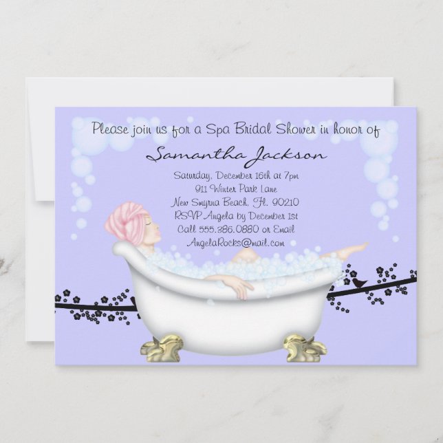 Spa Bride Bridal Shower Invite (Front)