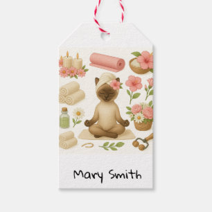 Spa Cat Birthday themed  Gift Tags