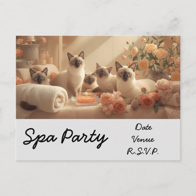 Spa Cat Party in spa treatment  Postcard (Front)