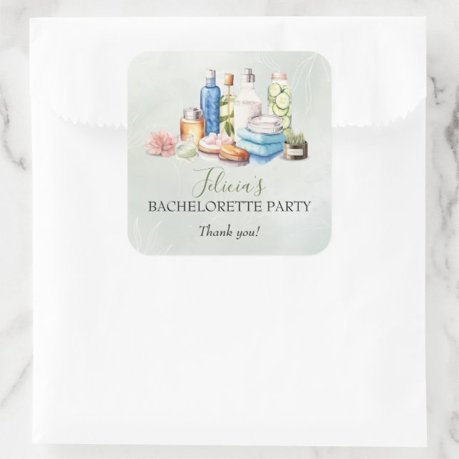 Spa Day Bachelorette Party Square Sticker (Bag)