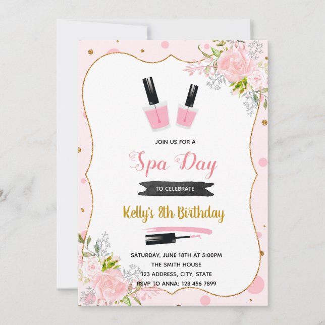 Spa day birthday invitation (Front)