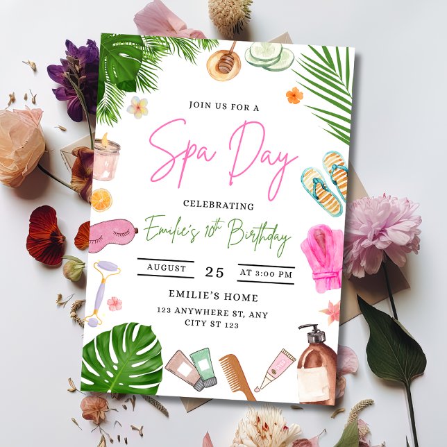 Spa Day Birthday Invitation, Girls Spa Glam Party Invitation (Creator Uploaded)